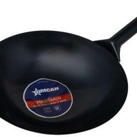 Omcan - 14" Mandarin Wok Black Iron With Welded Joint, Pack of 5 - 47541