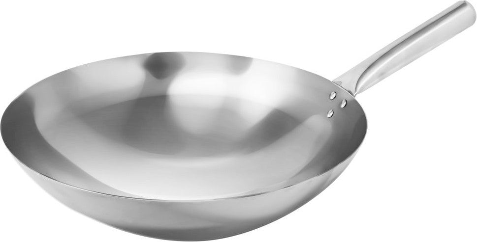 Omcan - 14″ Mandarin Wok Stainless Steel, Nailed Joint, Pack of 4 - 47543
