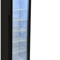Omcan - 14″ Slim Glass Door Black Display Refrigerator with Lightbox and 105 L Capacity - 48275