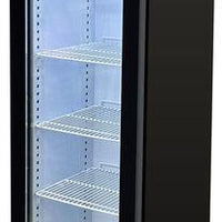 Omcan - 14″ Slim Glass Door Black Display Refrigerator with Lightbox and 105 L Capacity - 48275