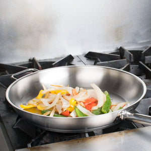 Omcan - 14” Stainless Steel Fry Pan with Helper Handle, 2/cs - 80450