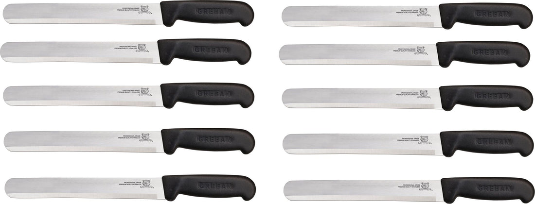 Omcan - 14” Straight Slicer Knife with Black Polypropylene Handle, Pack of 10 - 12573