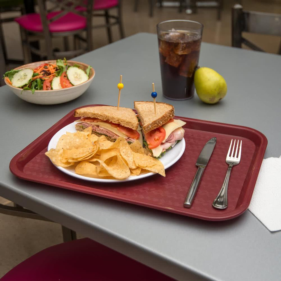 Omcan - 14" x 18" Burgundy Food Tray (356 mm x 457 mm), Pack of 20 - 80106