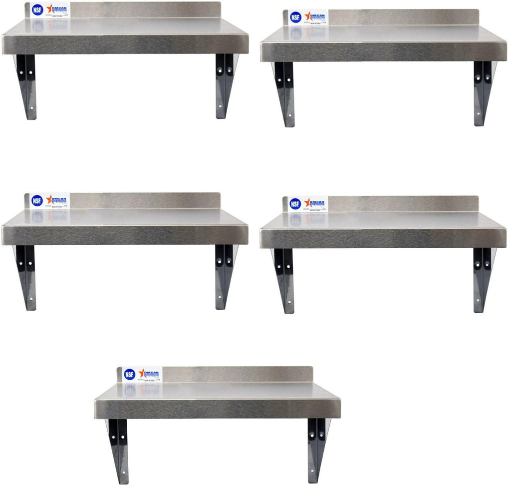 Omcan - 14″ x 24″ Stainless Steel Wall Shelf, Pack of 5 - 46508