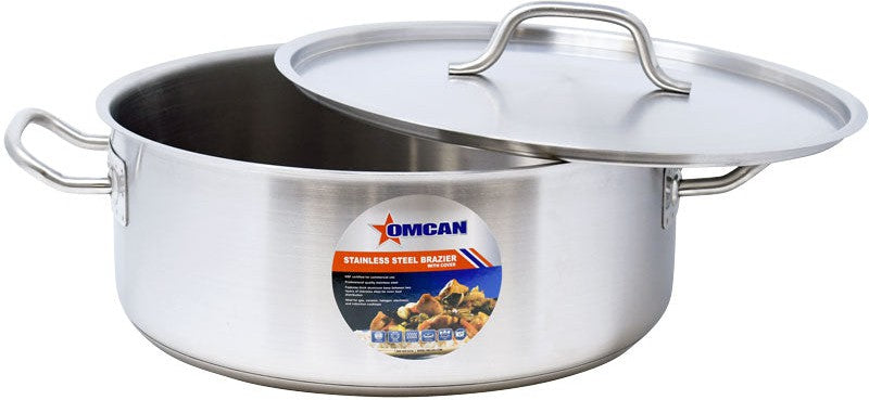 Omcan - 15 QT Stainless Steel Brazier with Cover - 80427