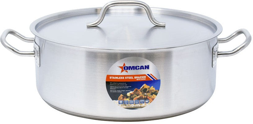 Omcan - 15 QT Stainless Steel Brazier with Cover - 80427