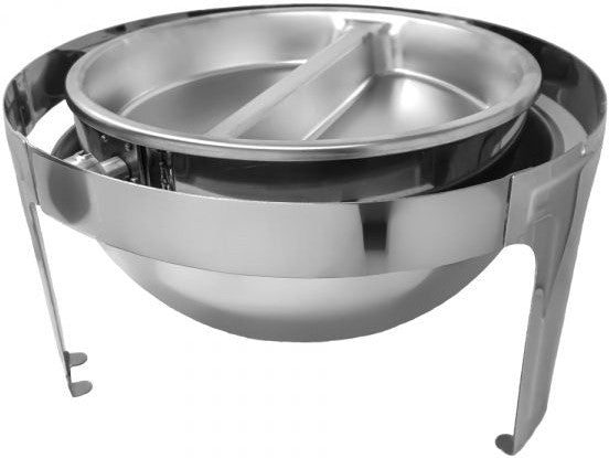 Omcan - 15" Round Chafer Divided Food Pan for 80527, Pack of 4 - 81016