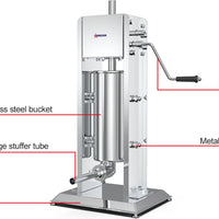 Omcan - 15 lb Stainless Steel Vertical Gear Drive Manual Sausage Stuffer - 47539