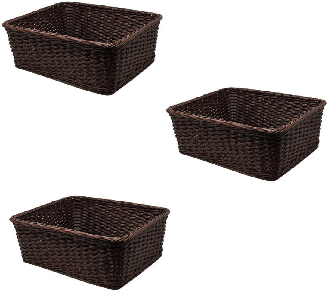 Omcan - 15" x 18" x 6.5" Rectangular Wicker Basket, Pack of 3 - 43110