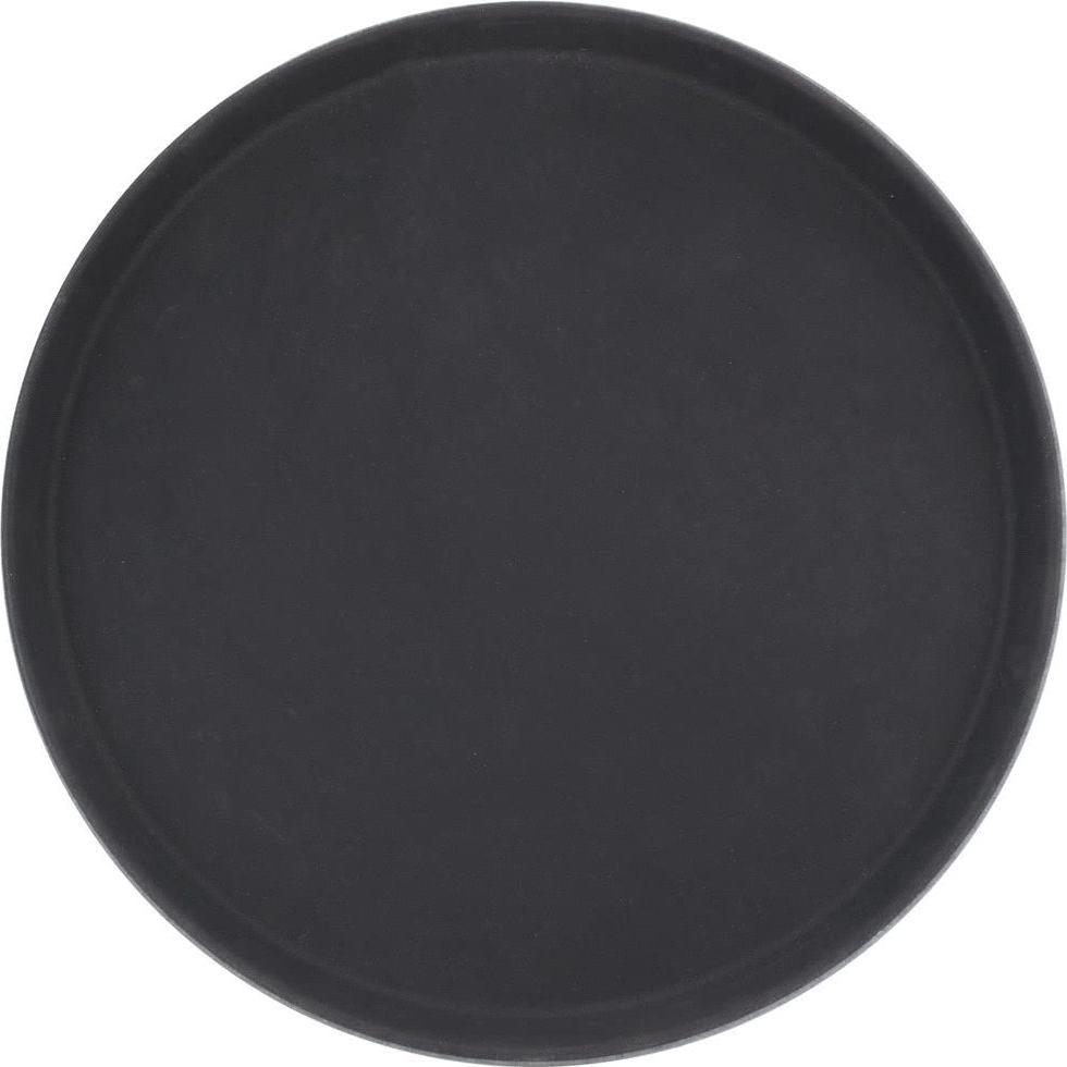 Omcan - 16" Black Round Non-Slip Service Tray (406 mm), Pack of 10 - 80113
