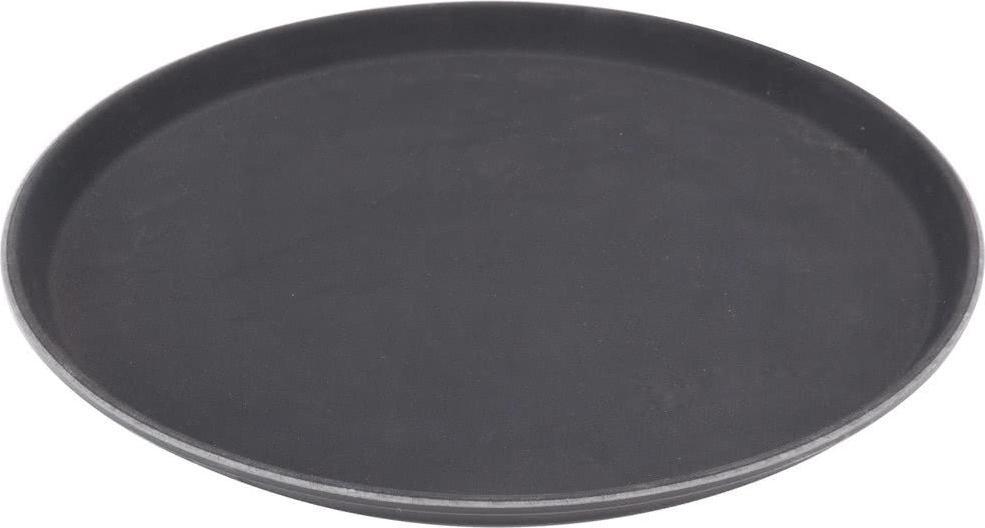Omcan - 16" Black Round Non-Slip Service Tray (406 mm), Pack of 10 - 80113