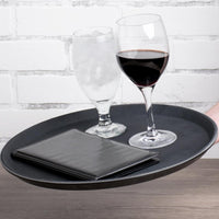 Omcan - 16" Black Round Non-Slip Service Tray (406 mm), Pack of 10 - 80113
