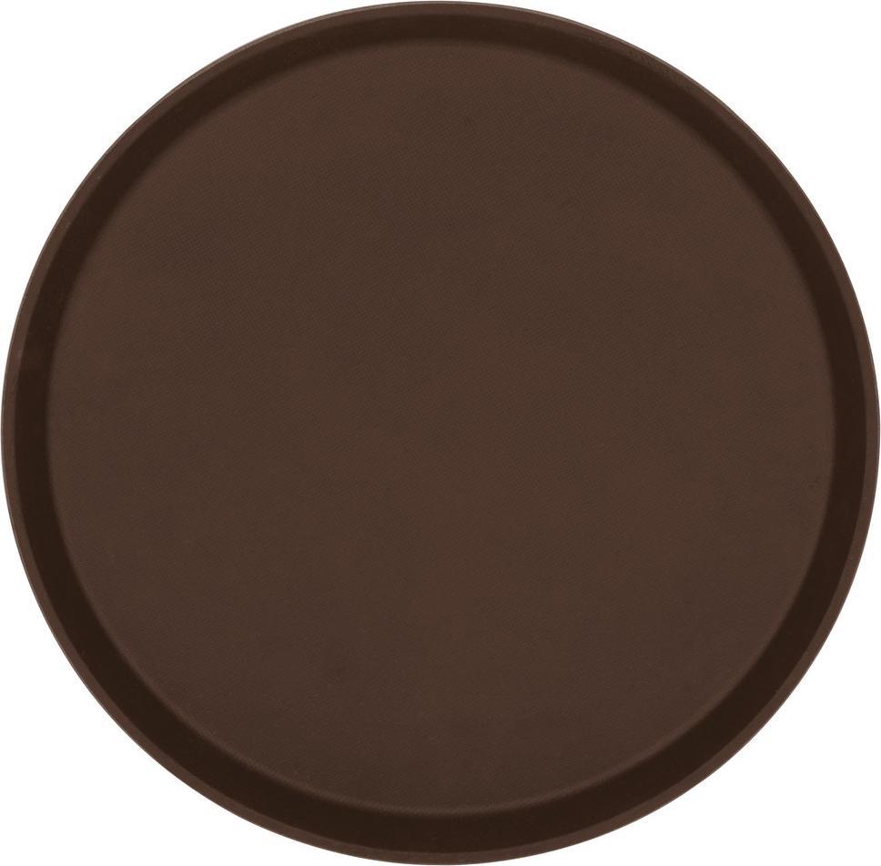 Omcan - 16" Brown Round Non-Slip Service Tray (406 mm), Pack of 15 - 80114