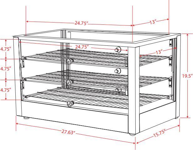 Omcan - 16” Countertop Display Warmer with Front & Rear Doors & 3 Shelves - DW-CN-0115-L
