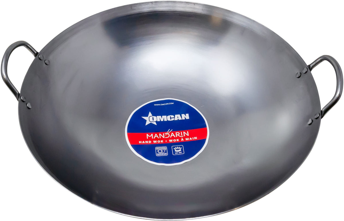 Omcan - 16″ Iron Double Ear Mandarin Wok, Pack of 4 - 47544