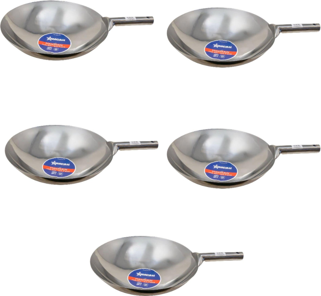 Omcan - 16″ Mandarin Wok Stainless Steel With Welded Joint, Pack of 5 - 47542