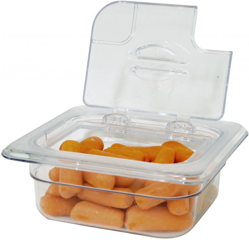 Omcan - 1/6 Polycarbonate Clear Flip Lid with Gap, Pack of 10 - 43641