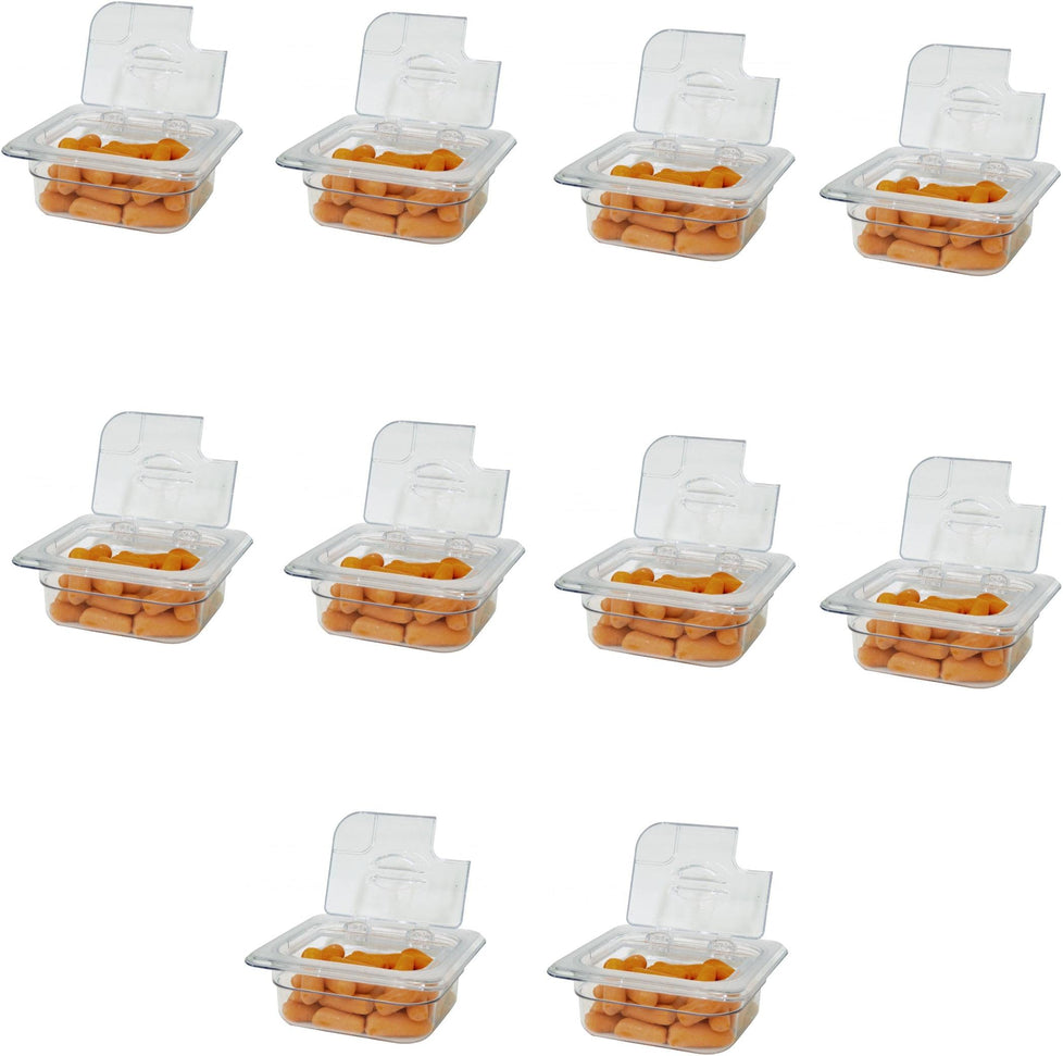 Omcan - 1/6 Polycarbonate Clear Flip Lid with Gap, Pack of 10 - 43641