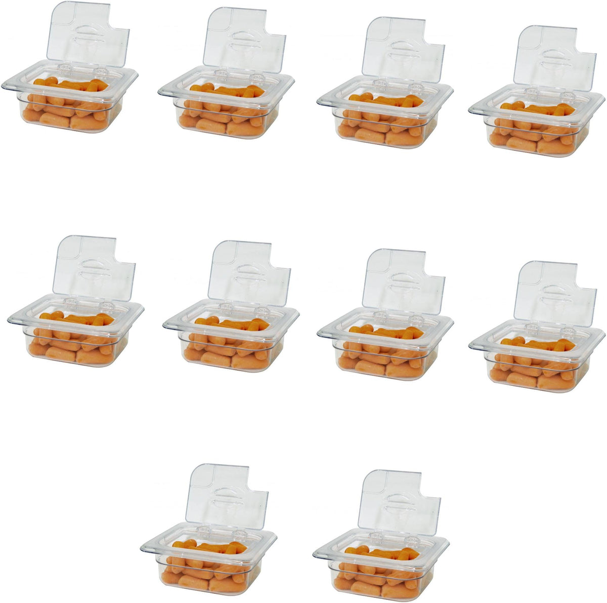 Omcan - 1/6 Polycarbonate Clear Flip Lid with Gap, Pack of 10 - 43641