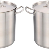Omcan - 16 QT Stainless Steel Stock Pot with Cover, Pack of 2 - 80439