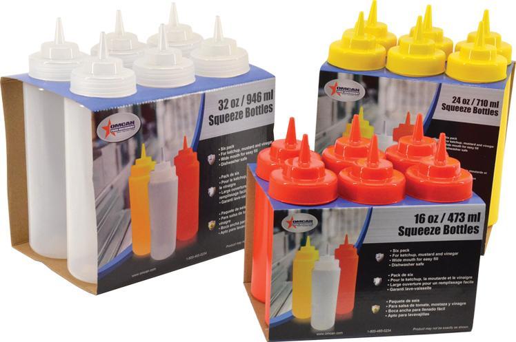 Omcan - 16 oz (473 ml) Yellow Condiment Squeeze Bottles, Pack of 40 - 40468