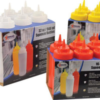 Omcan - 16 oz Clear Condiment Squeeze Bottles, Pack of 6 (473 ml), Pack of 15 - 40470