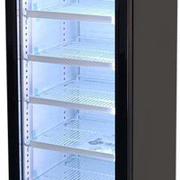Omcan - 16.5″ Slim Glass Door Black Display Refrigerator with Lightbox and 145 L Capacity - 47240 - ETA JUNE