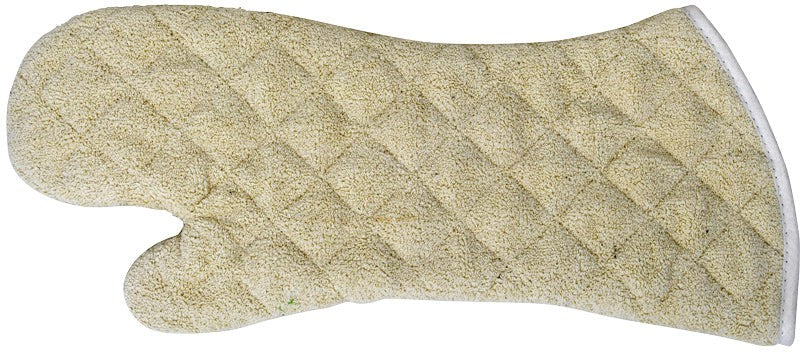 Omcan - 17" Beige Terry-Cloth with Silicon Lining Oven Mitt, Pack of 20 - 46349