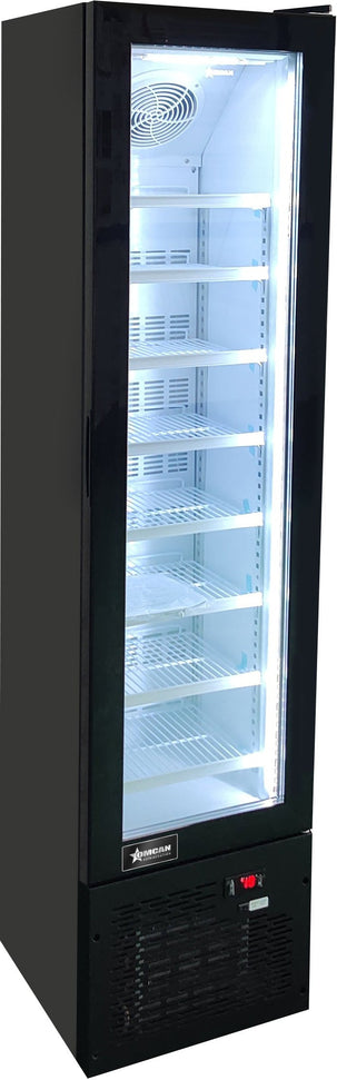 Omcan - 17″ Slim Glass Door Black Display Freezer with 105 L Capacity - 47241