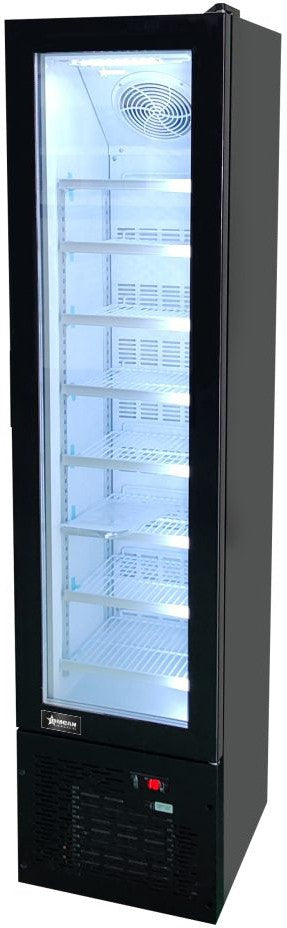 Omcan - 17″ Slim Glass Door Black Display Freezer with 105 L Capacity - 47241