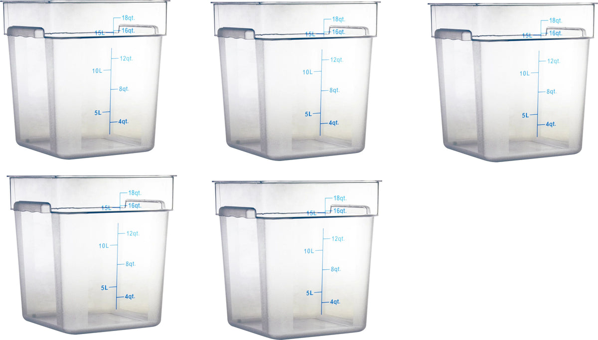 Omcan - 18 QT Clear Square Food Storage Container, Pack of 3 - 80180
