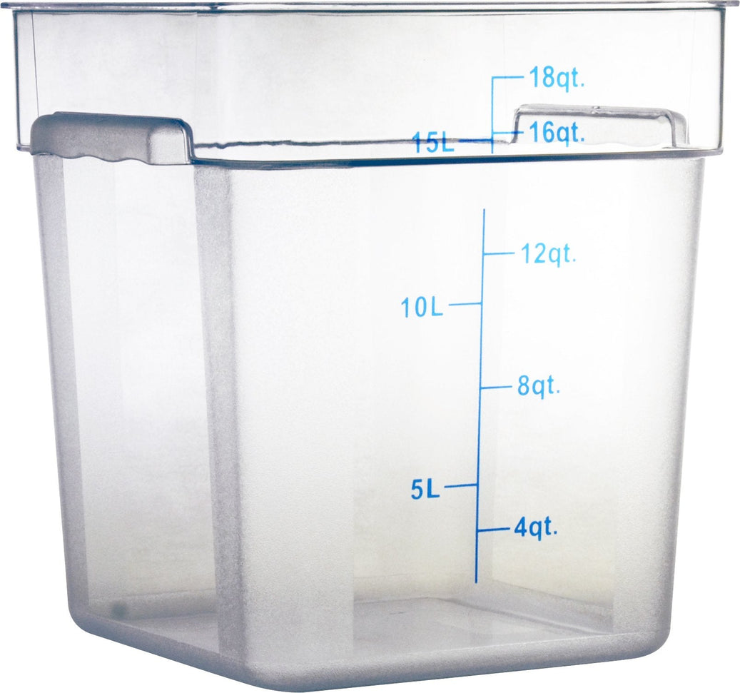 Omcan - 18 QT Clear Square Food Storage Container, Pack of 5 - 80180