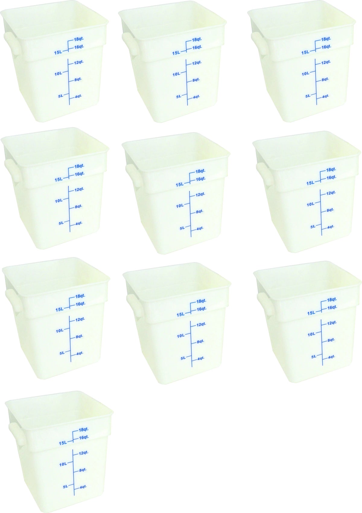 Omcan - 18 QT Square Food Storage Container, Pack of 10 - 80206