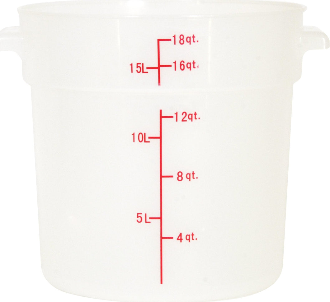 Omcan -18 QT Translucent Polypropylene Round Food Storage Container, Pack of 10 - 80237
