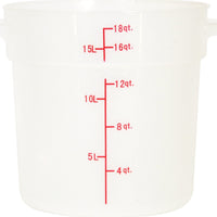 Omcan -18 QT Translucent Polypropylene Round Food Storage Container, Pack of 10 - 80237