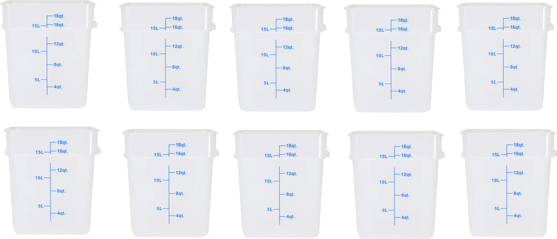 Omcan - 18 QT Translucent Square Food Storage Container, Pack of 10 - 80205
