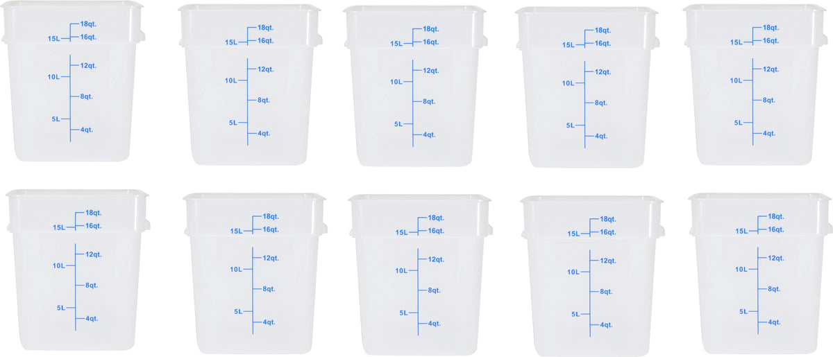 Omcan - 18 QT Translucent Square Food Storage Container, Pack of 10 - 80205
