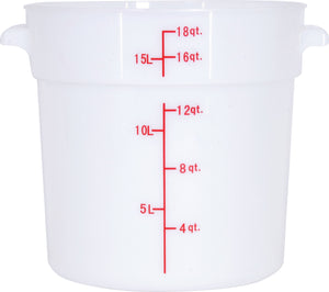 Omcan - 18 QT White Polypropylene Round Food Storage Container, 10/cs - 80238