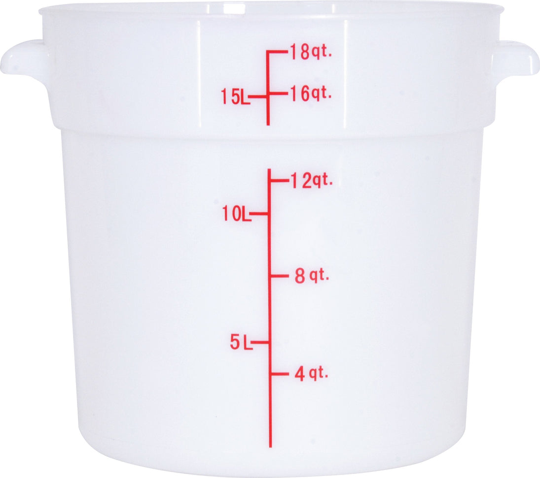 Omcan - 18 QT White Polypropylene Round Food Storage Container, Pack of 10 - 80238