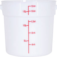 Omcan - 18 QT White Polypropylene Round Food Storage Container, Pack of 10 - 80238