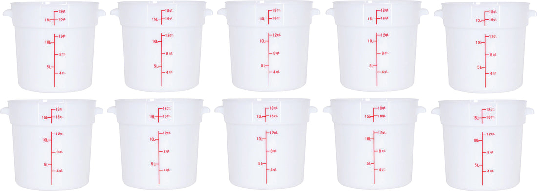 Omcan - 18 QT White Polypropylene Round Food Storage Container, Pack of 10 - 80238