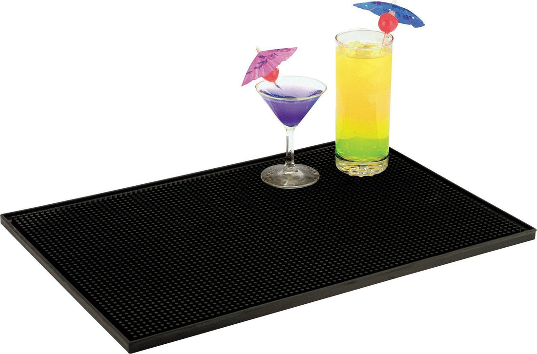Omcan - 18" x 12" Black Bar Service Mat (457 x 305 mm), Pack of 10 - 80363