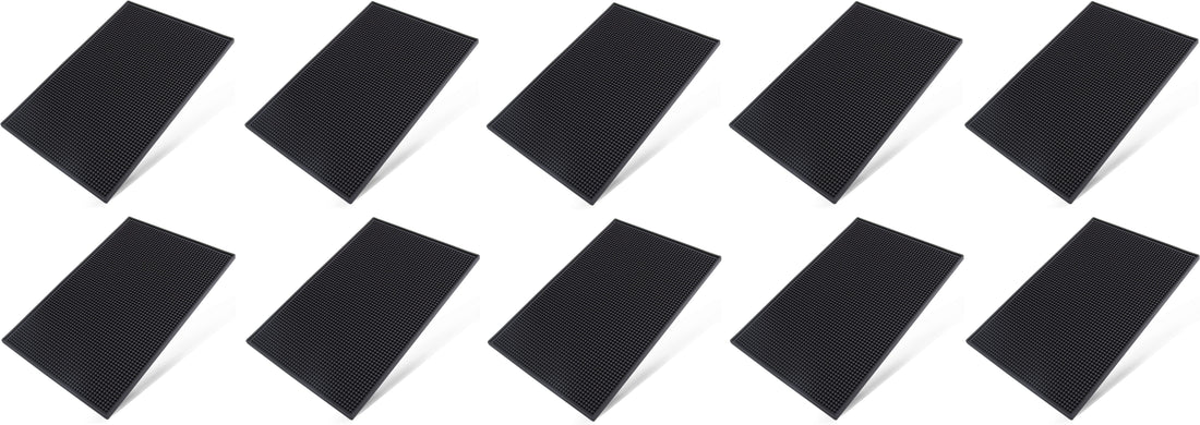 Omcan - 18" x 12" Black Bar Service Mat (457 x 305 mm), Pack of 10 - 80363