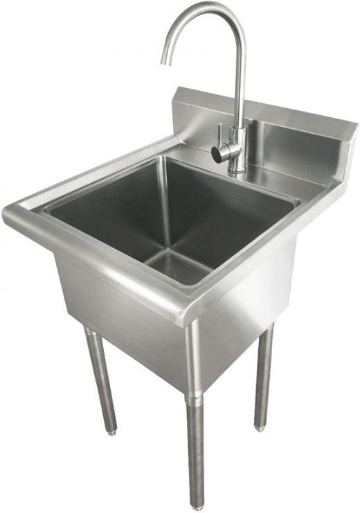 Omcan - 18" x 16" x 13" Stainless Steel Laundry Sink with Faucet and Drain Basket - 44593