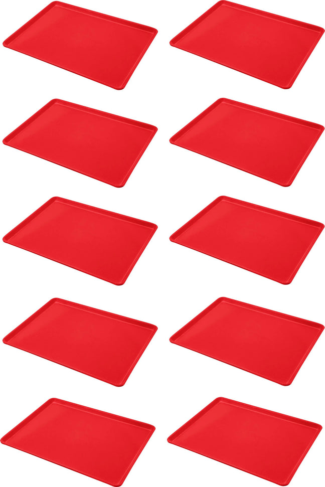 Omcan - 18” x 26” Red Meat & Bun Tray, Pack of 4 - 41347