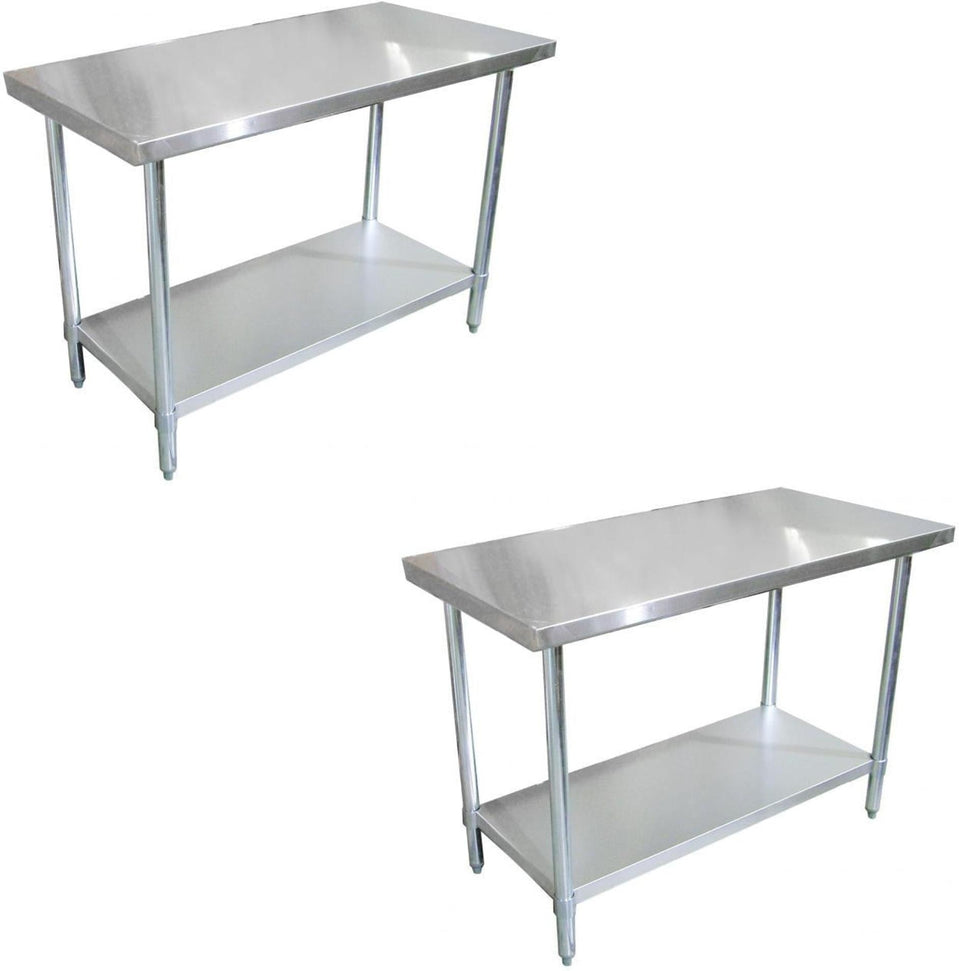 Omcan - 18″ x 30″ Stainless Steel Work Table with Galvanized Legs and Undershelf, Pack of 2 - 47719