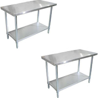 Omcan - 18″ x 30″ Stainless Steel Work Table with Galvanized Legs and Undershelf, Pack of 2 - 47719