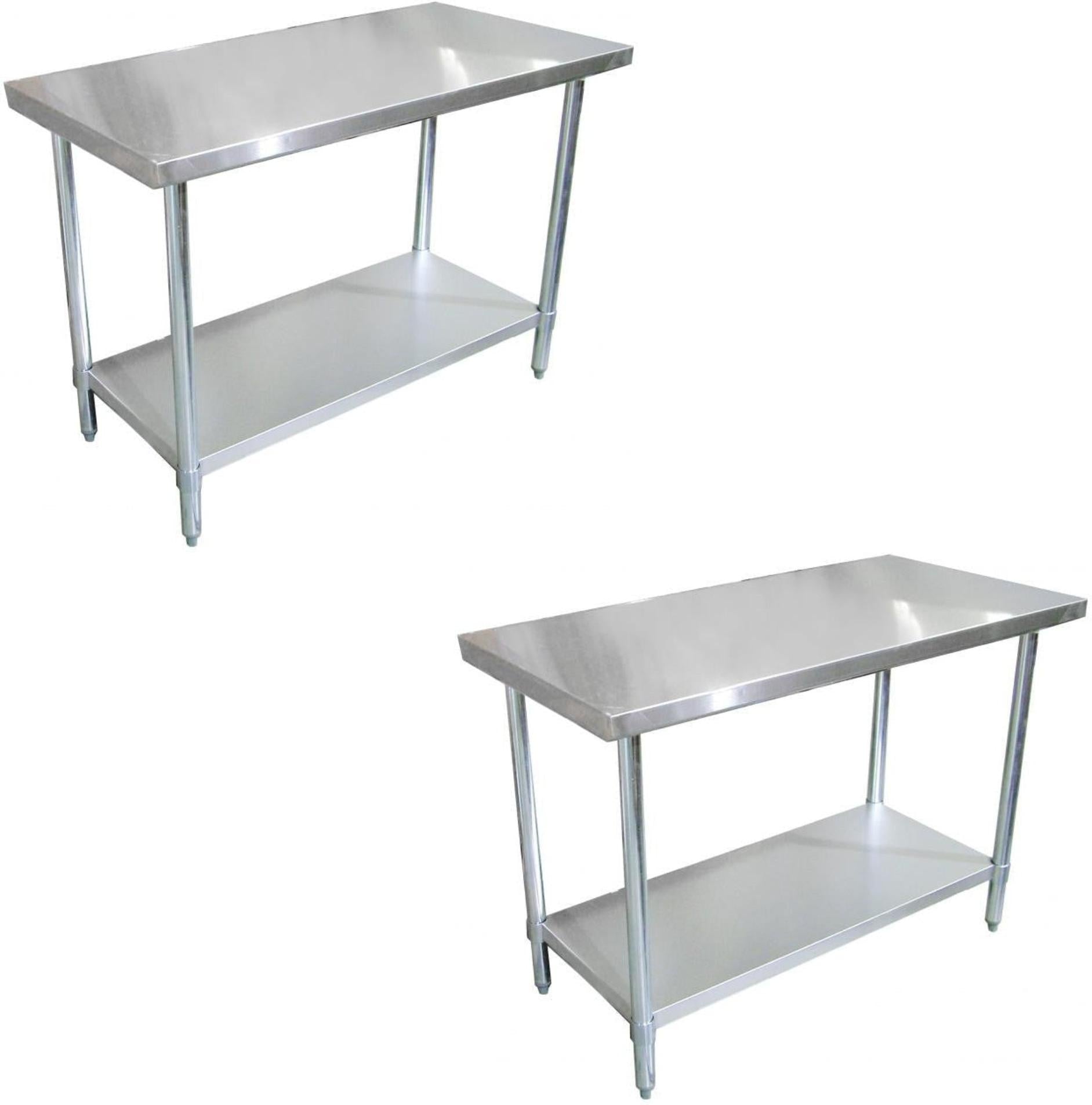 Omcan - 18″ x 30″ Stainless Steel Work Table with Galvanized Legs and Undershelf, Pack of 2 - 47719