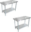 Omcan  - 18″ x 30″ Stainless Steel Work Table with Galvanized Legs and Undershelf, Pack of 2 - 47719