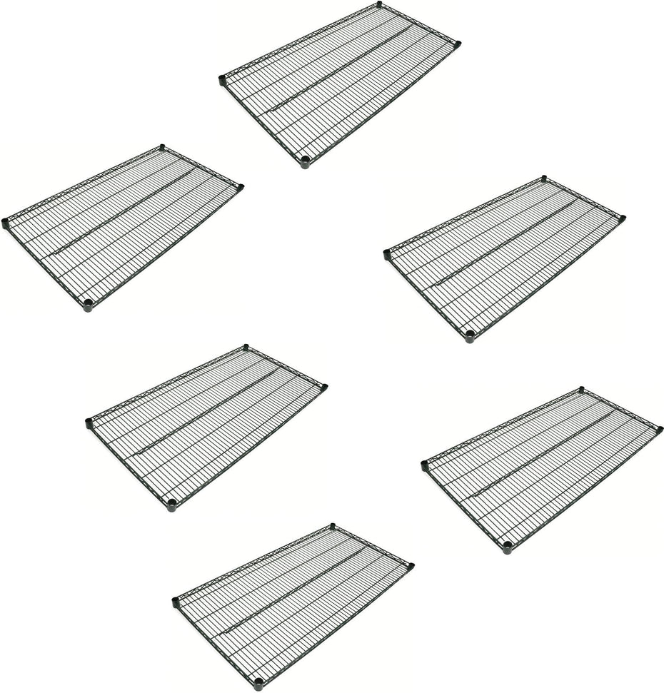 Omcan - 18″ x 36" Black Epoxy Wire Shelf, Pack of 6 - 48094